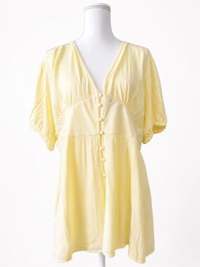 ASOS Light Yellow V-Neck Button Front playsuit